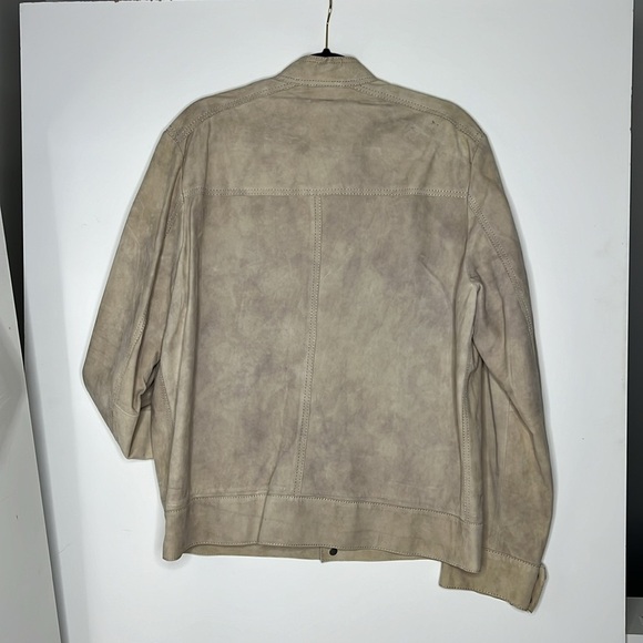 Hugo Boss 44R Light Gray Beige Suede Zip Front Snap Leather Interior Jacket - Picture 5 of 10